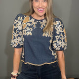 YOU KNOW ME SO WELL CROPPED EMBROIDERED TOP
