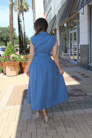 SOMETHING TO SEE CAP SLEEVE BLUE MAXI DRESS