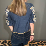 YOU KNOW ME SO WELL CROPPED EMBROIDERED TOP