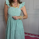 FIELDS OF CLOVERS GREEN TIERED MAXI DRESS
