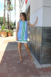 THINKING ABOUT YOU BLUE RIC RAC DRESS