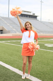 IT'S A TOUCHDOWN ORANGE AND WHITE HENLEY TEE