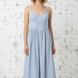 OCEAN BREEZE BLUE STRIPED MIDI DRESS