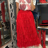 BRING THE DRAMA TIERED FRINGE SKIRT - ASSORTED COLORS