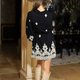 MADE THE RIGHT CALL BLACK EMBROIDERED MINI DRESS