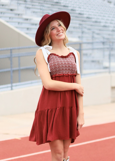 HERE FOR THE WIN MAROON DRESS