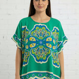 PATIO BRUNCH MIX MEDALLION PRINT BLOUSE