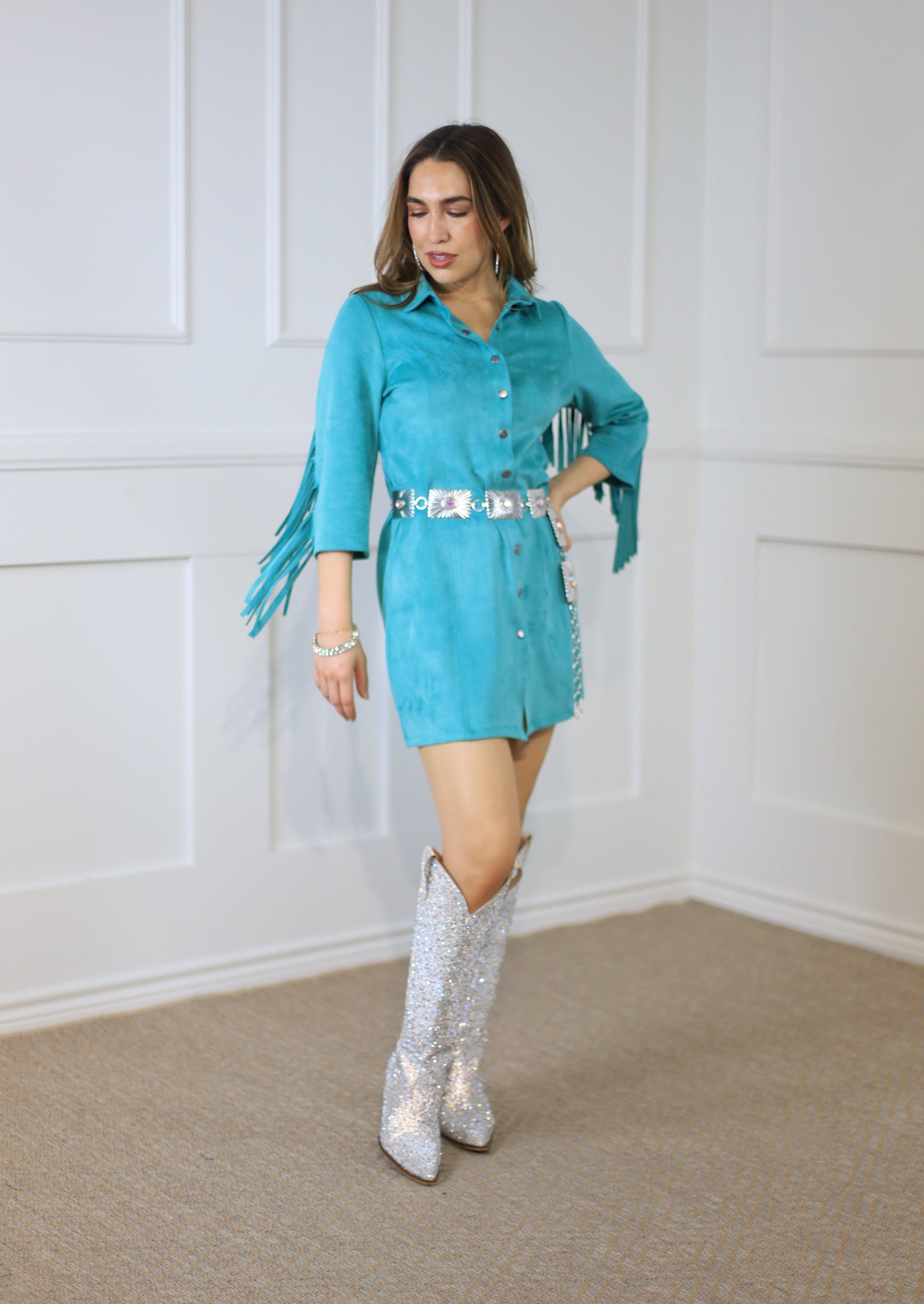 STEPHANIE SUEDE FRINGE DRESS - ASSORTED COLORS