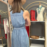 DENIM DREAMS BUTTON FRONT TENCEL MIDI DRESS