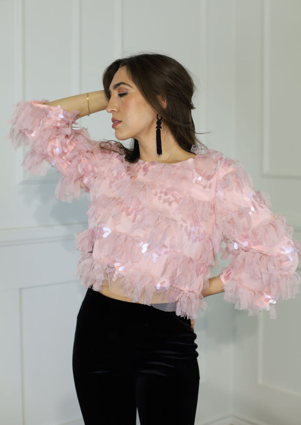 TIME TO PARTY TEXTURED TOP - BLACK OR PINK