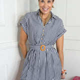 HARBOR LINE BELTED MINI DRESS