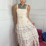 EVERYDAY ICON CROSS STITCH TIERED MAXI DRESS