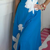 HIBISCUS PARADISE PEARL EMBROIDERED AQUA DRESS