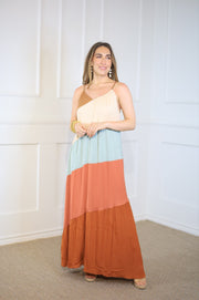 CAREFUL WHISPHER MULTI COLOR MAXI DRESS