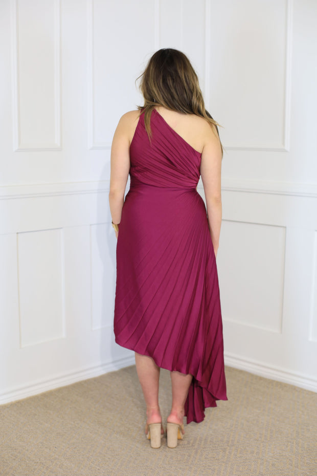 READY TO SHINE MAGENTA ONE SHOULDER DRESS