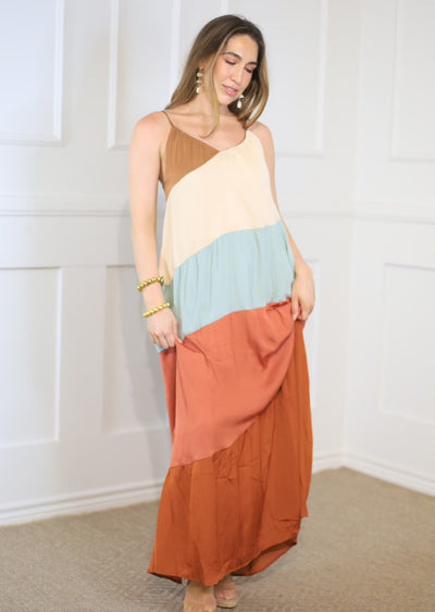 CAREFUL WHISPHER MULTI COLOR MAXI DRESS