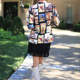 ONLINE EXCLUSIVE:  RODEO BOUND WESTERN COWBOY GRAPHIC PRINT BLAZER