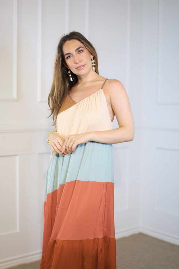 CAREFUL WHISPHER MULTI COLOR MAXI DRESS