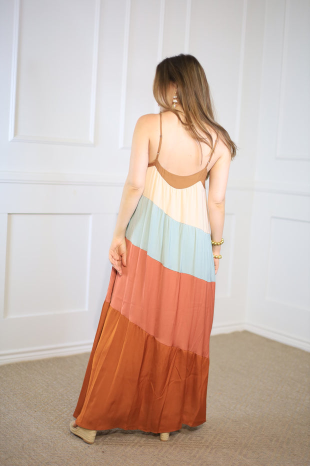 CAREFUL WHISPHER MULTI COLOR MAXI DRESS