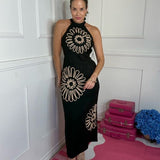 SOHO EVENING BLACK HALTER MAXI DRESS