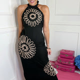 SOHO EVENING BLACK HALTER MAXI DRESS