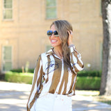 ONLINE EXCLUSIVE:  STRIPE A POSE LONG SLEEVE BLOUSE