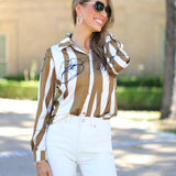 ONLINE EXCLUSIVE:  STRIPE A POSE LONG SLEEVE BLOUSE