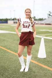 GO TEAM WHITE & MAROON GAME DAY SWEATER
