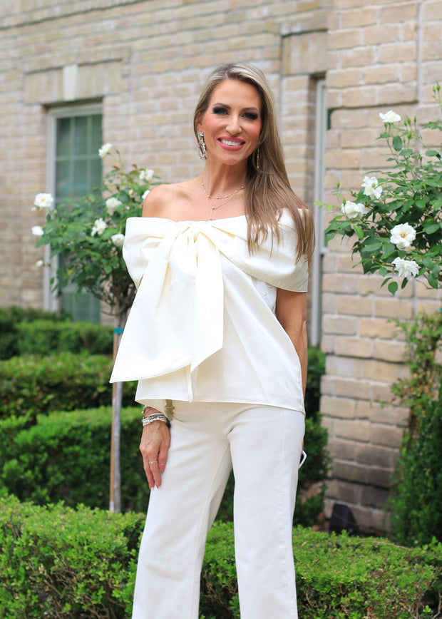 SWEET STATEMENT BOW OFF THE SHOULDER BLOUSE
