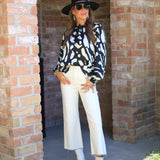 LOOK MY WAY BLACK & WHITE ABSTRACT BLOUSE