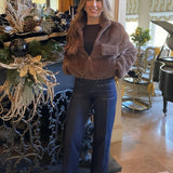 COSMOS AND CITY LIGHTS FAUX FUR JACKET - TAUPE OR BEIGE