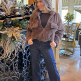 COSMOS AND CITY LIGHTS FAUX FUR JACKET - TAUPE OR BEIGE