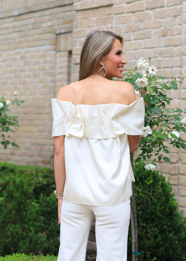 SWEET STATEMENT BOW OFF THE SHOULDER BLOUSE