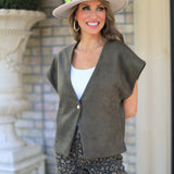 MEANT TO BE FAUX SUEDE OLIVE VEST