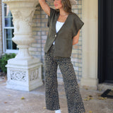 KUT FROM THE KLOTH:  ANIMAL PRINT MEG HIGH RISE WIDE LEG PANT