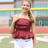 FIELD GOAL CUTIE MAROON RUCHED TOP