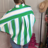 BRUNCH DATE BUTTON DOWN STRIPE TOP