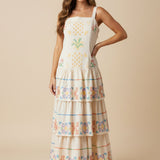 EVERYDAY ICON CROSS STITCH TIERED MAXI DRESS