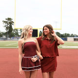 CASUAL PARTY SCALLOP SNAP FRONT TOP - BLACK, BURGUNDY OR OLIVE