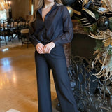 PERFECTLY POLISHED BLOUSE WITH PEARL COLLAR