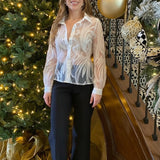 LOVE NOTES EMBROIDERED BUTTON UP IN WHITE