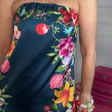 BOTANICAL BORDER STRAPLESS MAXI DRESS