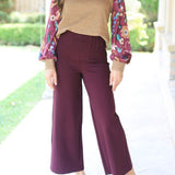 IN HER ELEMENT HIGH WAIST WIDE LEG PANTS - BURGUNDY OR MOCHA