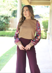 SEASON OF BLOOMS MIXED MEDIA BLOUSE