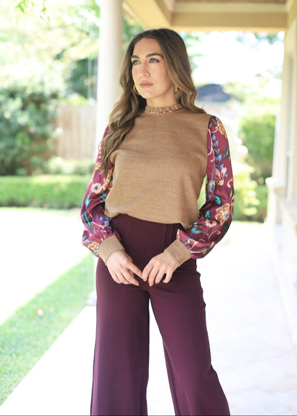 SEASON OF BLOOMS MIXED MEDIA BLOUSE