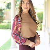 SEASON OF BLOOMS MIXED MEDIA BLOUSE