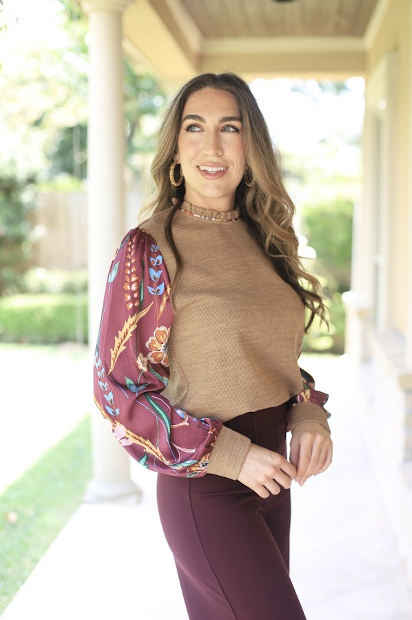 SEASON OF BLOOMS MIXED MEDIA BLOUSE
