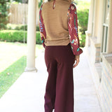 IN HER ELEMENT HIGH WAIST WIDE LEG PANTS - BURGUNDY OR MOCHA