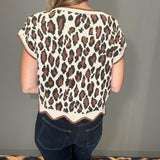 DOWN TO EARTH DROP SLEEVE LEOPARD PRINT SWEATER