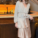 SHIMMERING SCENE LONG SLEEVE BLOUSE